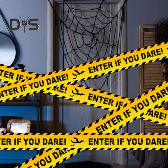 Halloween Warning Tape Outdoor Danger Warning Line Decoration Window Hanging Banner Scary Haunted House Prop Party Supplies