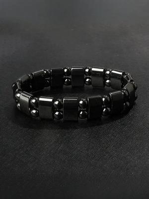 Natürlicher Hämatit Stein Perlenarmband Elastisches Band Unisex Schmuck Handgefertigte Accessoires für den täglichen Gebrauch und als Geschenk