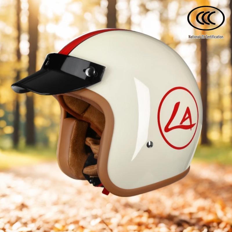 Retro 3C-Certified Unisex Motorcycle Helmet, All-Season 3/4 Design for Motorbike & Electric Bike