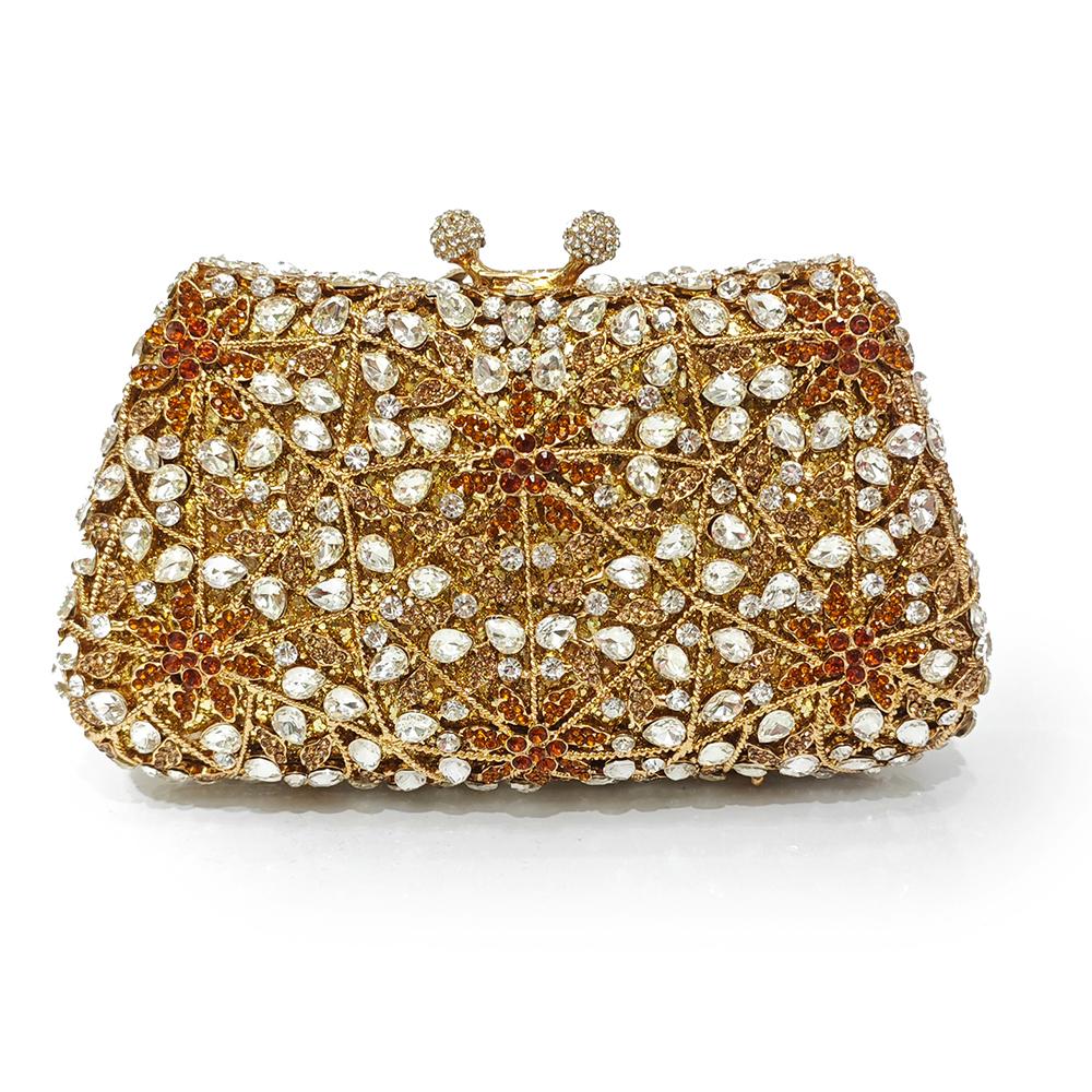 

Rhinestone Evening Bag Crystal Clutches Luxury Diamond Wedding Purses WHTUOHENG Party Cocktail Purses For Gala White Brown 18cmX12cmX6cm