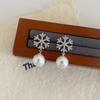 Exquisite Snowflake Pearl Earrings: Elegant Zircon Studs for Autumn and Winter