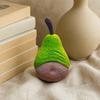 Wooden Pear Sculpture, Wood Carved Small Pear Figurine, Handmade Carving Art Fruit Statue for Home Tabletop, Car, Office Desk Decor