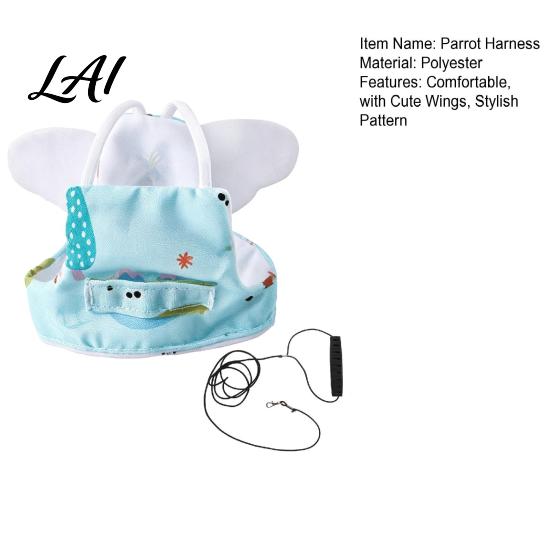 Soft Bird Harness Vest Parrot Clothes with Leash Flight Cute Wings Non-restrictive Gear Vest Outdoor Training for Parakeet Budgie Cockatiel Travel