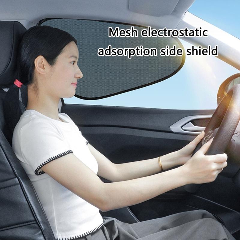 Mesh Car Side Window Shade 4 Piece Panel Set, Electrostatic Adsorption Privacy Protection Screen for Commute Parking