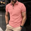 T-shirt Moda Estiva Uomo Bottoni Collo a Coste Polo Sportiva Top