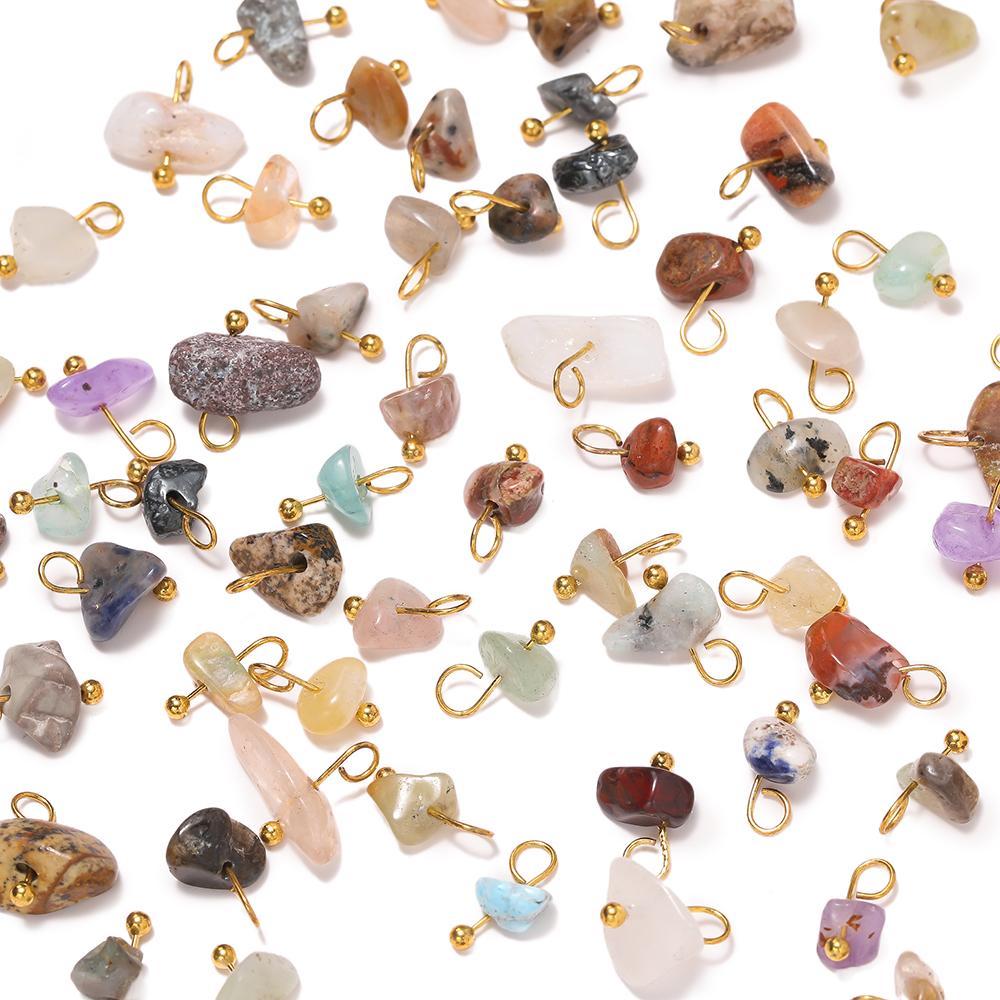 5Pcs Irregular Natural Stone Bead Pendant Multicolor 3-20mm Broken Stone Pendant Nine Needle Pin for Necklace DIY Jewelry Making