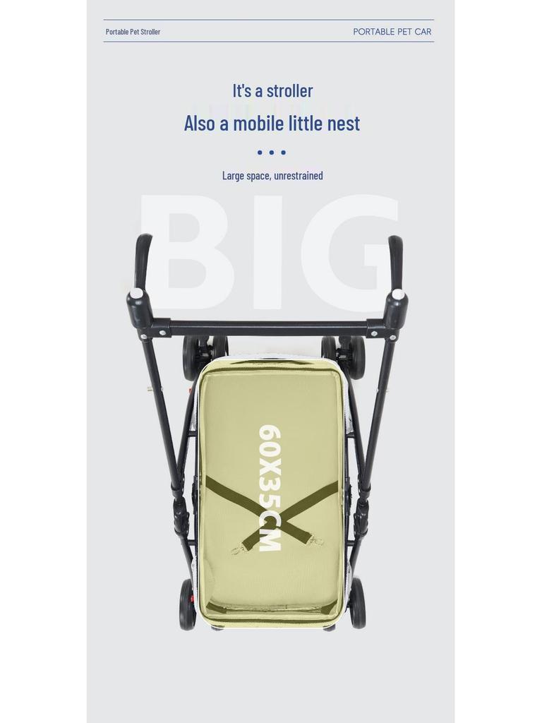 Lightweight Foldable Pet Stroller for Small Dogs & Cats - Outdoor Travel Cart