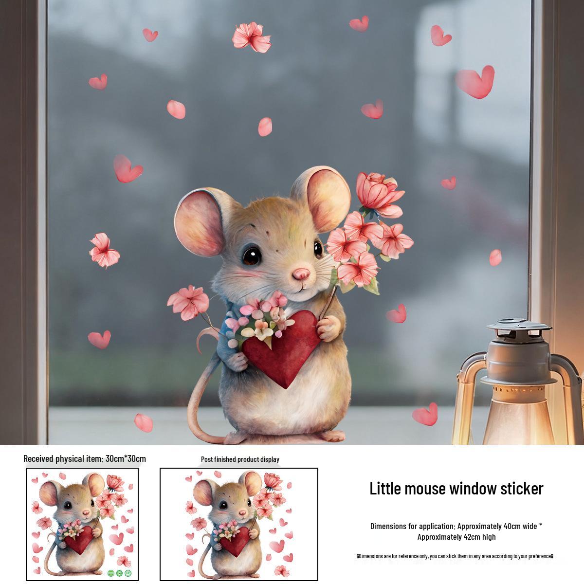 

Valentine s Day Heart & Mouse Electrostatic Window Sticker for Shop Glass Entrances 30x30 (with adhesive)