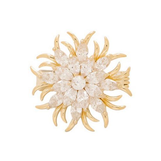 Women Brooch High-Gloss Rhinestone Inlay Sparkling Chrysanthemum Design Lapel Pin Non-Slip Buckle Scarf Badge Clothing Bags Accessories