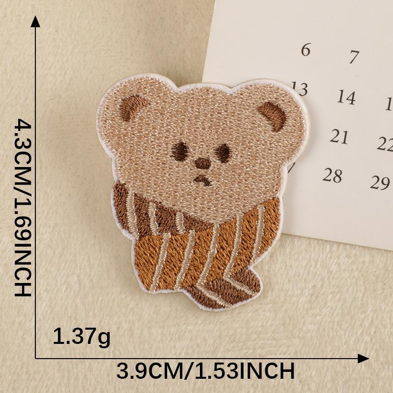 Self-Adhesive Cartoon Bear Embroidery Patch for Shoes, Hats, and Bags
