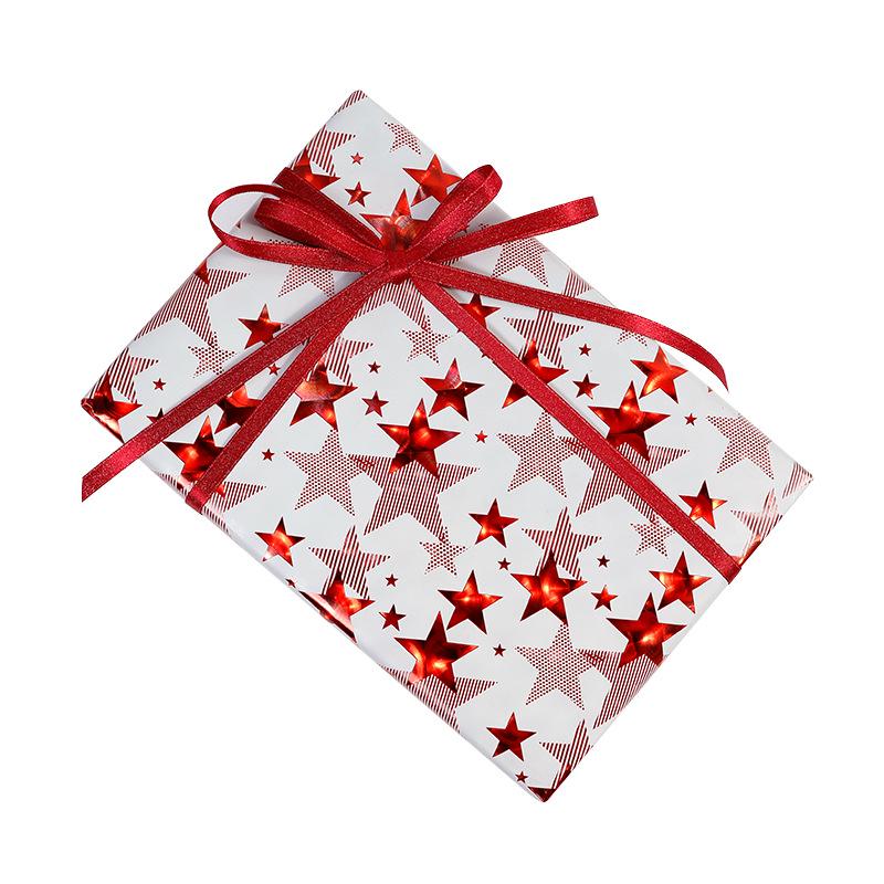 High-Grade Red Hot Stamping Star Christmas Gift Wrapping Paper - DIY Light Luxury