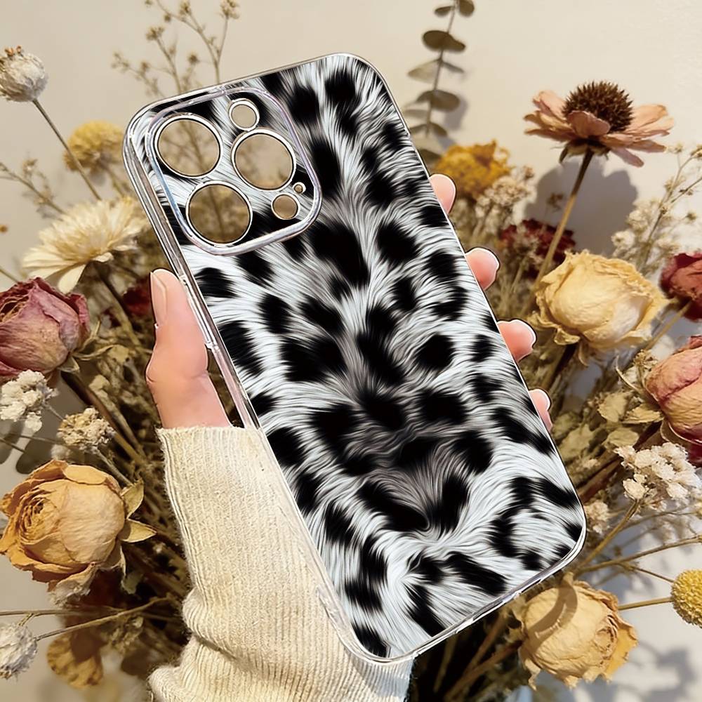 Leopard Print Phone Case For iPhone 17 16 15 14 13 12 11 Mini Pro Max Plus Transparent Cover