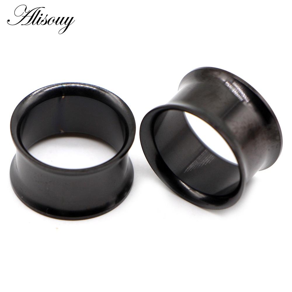 Alisouy 2pcs Ear Plug Kit Surgical Steel no-Screw Fit Ear Gauges Tunnel Expander Body Piercing Flare Earrings plugs stretching