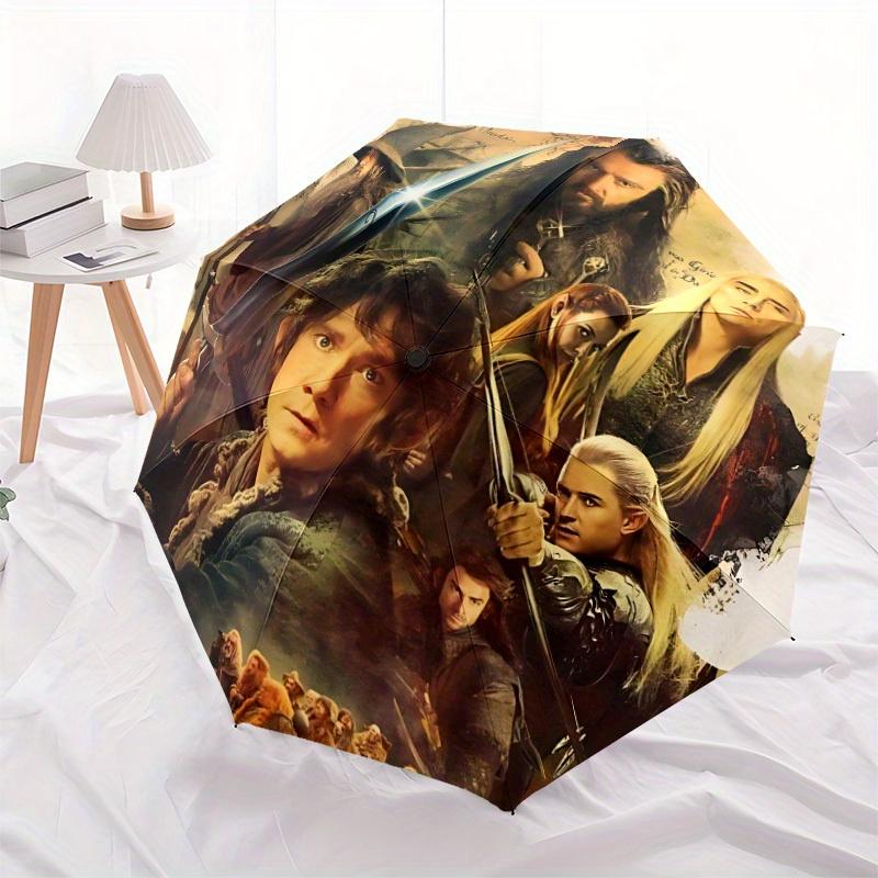 1pc The-Hobbit Automatic Open/close, Portable Folding Umbrella for Women & Men,Compact Parasol, Outdoor Accessory,, Durable Frame yy250809207