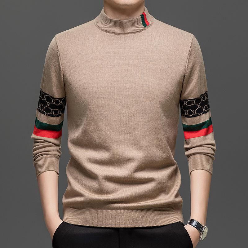 Men s Jacquard Knit Wool Sweater - Long-Sleeved Round Neck pullover for Fall/Winter XXXXL