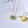 Luxury Non Tarnish Stainless Steel 14k Gold Fashion Light Luxury Sunflower Turquoise Pendant Necklace Women Spot