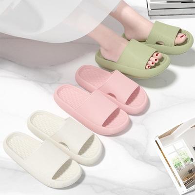 Unisex Summer Large Size Candy Color Thick Bottom Bathroom Slippers Women Men Casual Anti Slip Indoor Slippers For Couples 36-45