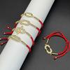 Rotes Kordel Zirkon O-förmiges Armband, Kordelzug T-Stil Modeaccessoire