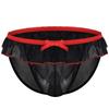 Men Frilly Lace Trim Sissy Skirted Panties Ruffle Crossdress Underwear Sexy Mesh See Through Briefs Gay Bugle Pouch Underpant
