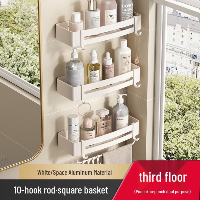 Gunmetal No-Drill Triangular Bathroom Shelf - Space Aluminum Corner Storage Basket