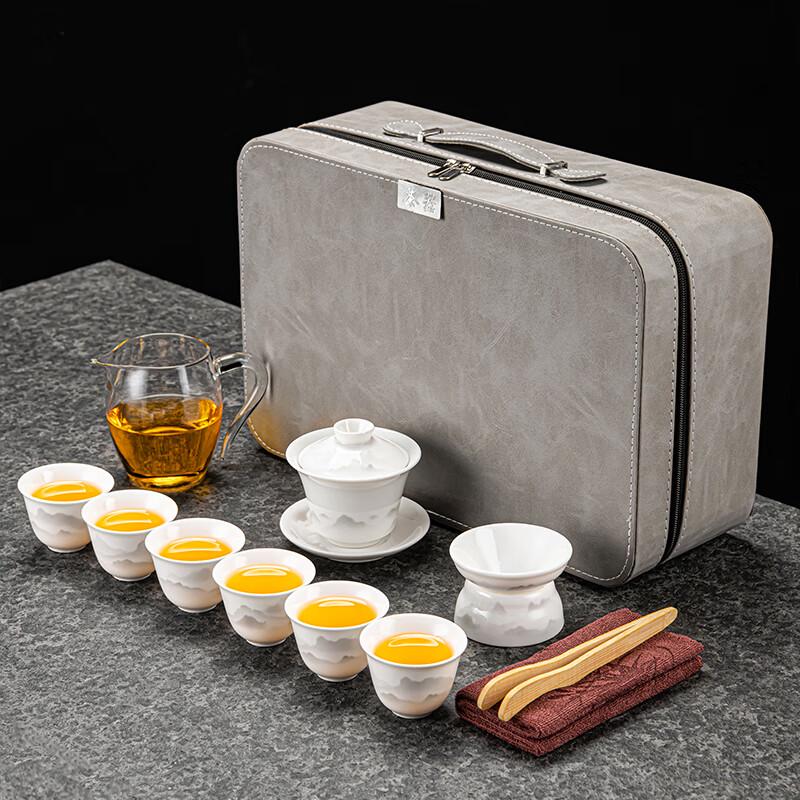 Lainuo Mutton-Fat Jade Porcelain Gaiwan Tea Set