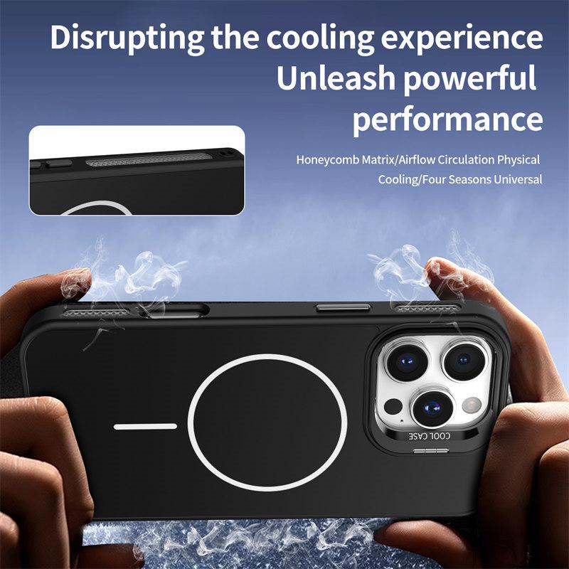 Luxury Liquid Lens Stand Cooling Magnetic Case for iPhone 16 Pro Max 16 Plus 15 14 13 12 Pro 11 All-inclusive Fall Protection Cover