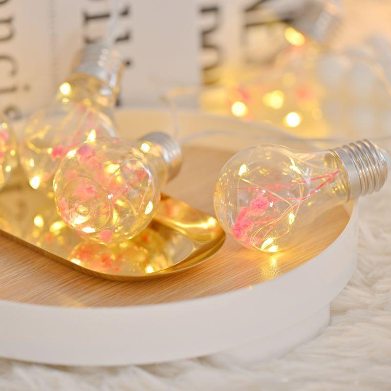 

Pink Lavender Bulb Lights String LED Fairy Lights Battery-operated Garland Aesthetic Room Decor Garden Party Wedding Lighting