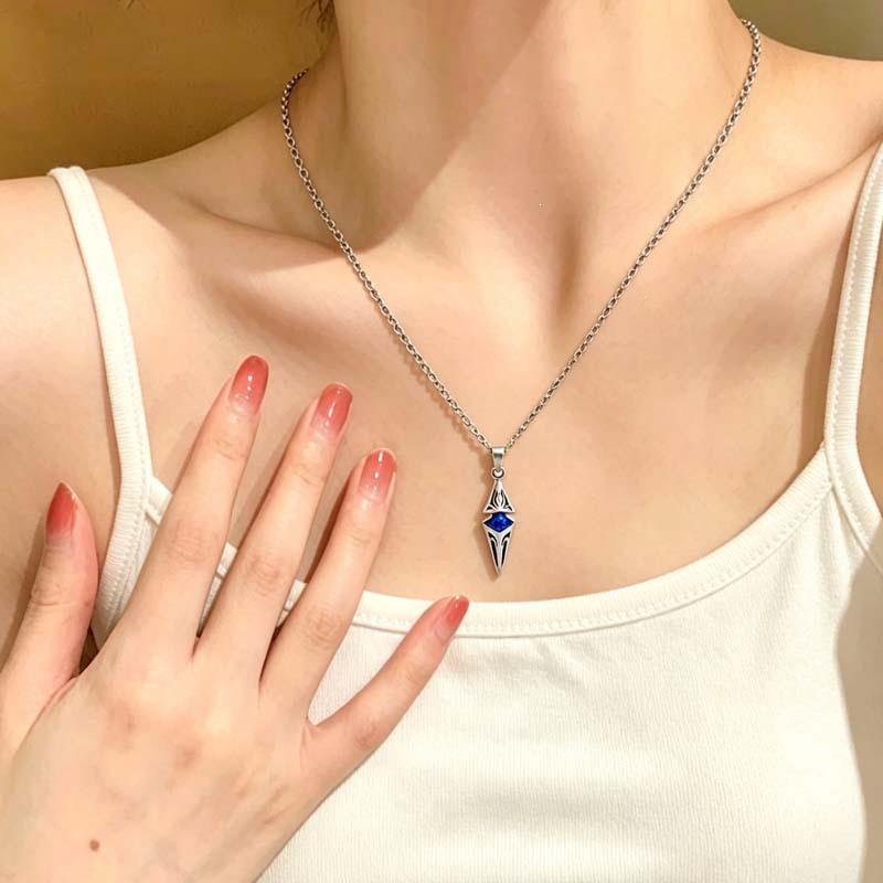 """Verlorener Kristall"" Rhombus Blaue Edelstein Speerspitze Halskette - Y2K Spicy Girl Stil Accessoire"