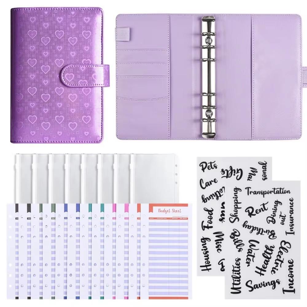 

Colorful Envelope Challenge Notebook Pu Leather Savings Book Challenge Budget Binder рожевий