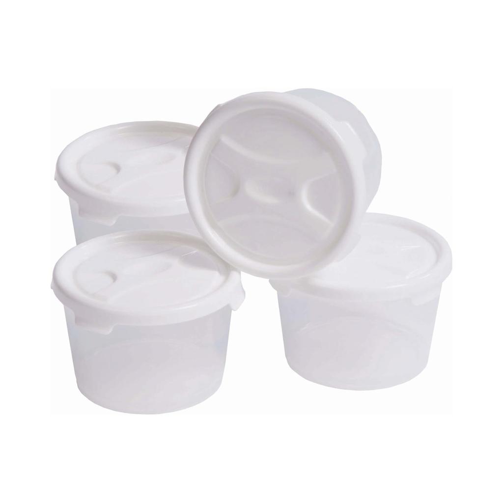 Wham Cuisine Runde Lebensmittelbox Weißer Deckel 300ml 4er-Pack