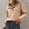 Herbst Winter Frauen Stricken Pullover Lange Sleeve Button Down Rüschen Trim Stricken Tops Einfarbig Lässige Strickwaren