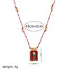 Colorfast Beaded Tarot Card Pendant Necklace with Heart-Shaped Charm, Fashionable Gold-Plated Design On Colorful Rope