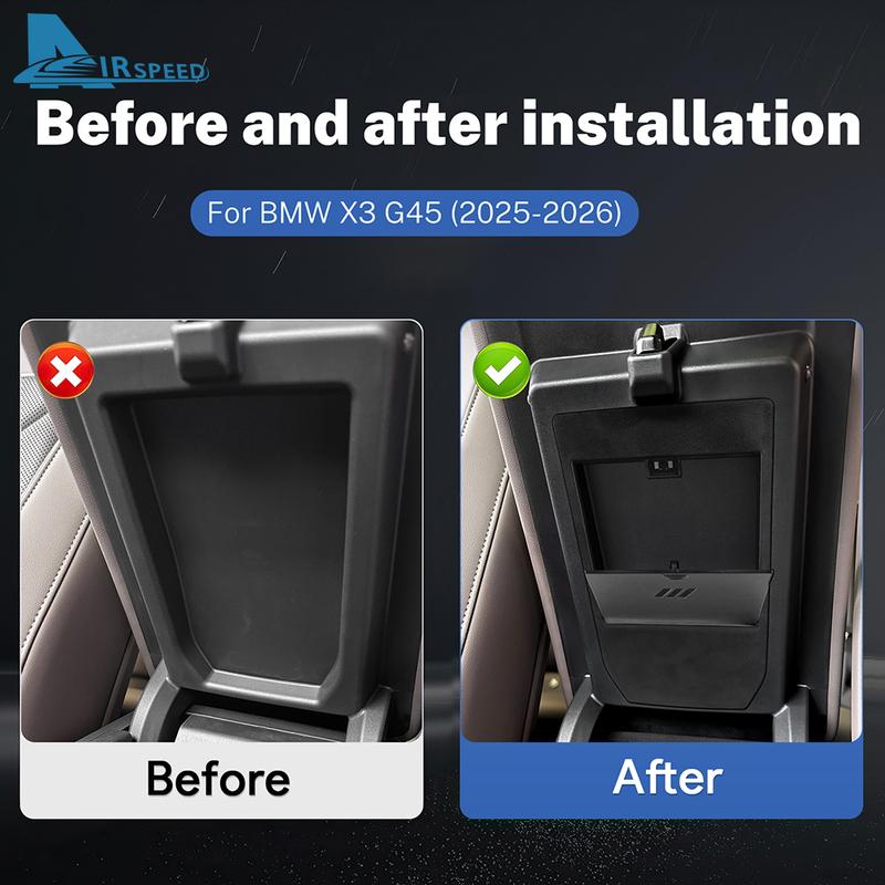 Car Armrest Hidden Storage Box For BMW X3 G45 2025 2026 ABS Center Console Organizer Tray Auto Interior Modification Accessories
