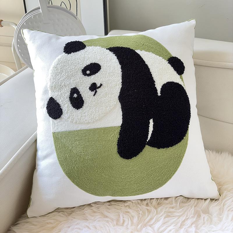 

Подушка в стиле Инс с милой вышивкой панды, современная простая мультяшная прикроватная подушка, наволочка для дивана в гостиную, для дома 45 * 45Cm (pillowcase)