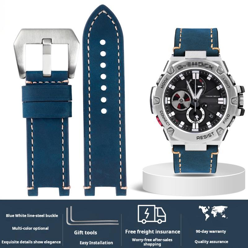For Casio G-SHOCK series men's watchband Steel Heart GST-B100/S110/S310/W300/410/400g Vintage cowhide watch strap accessories