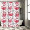 Watercolor Pink Birds Hearts Shower Curtain Bathroom Decor for Women Modern Style Print Home Decoration 69x72in / 175cm x 183cm