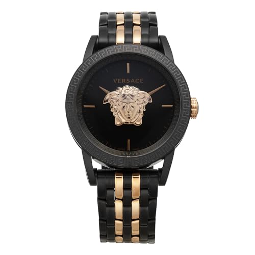 Versace PALAZZO Watch, 43mm, Black Dial, Quartz Movement, Water Resistant, Sapphire Crystal, Men's, Black and Gold, VERD01623