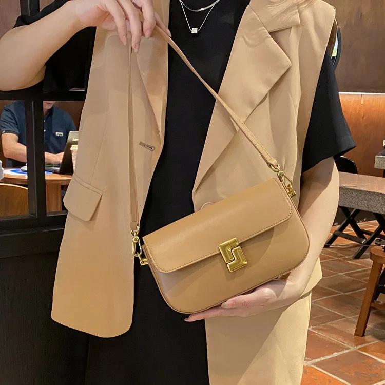 Damen Kleine Quadratische Echtleder Tasche unter dem Arm - Leichte Sommer Tasche für den Körper und Vielseitige Einzel-Schultertasche