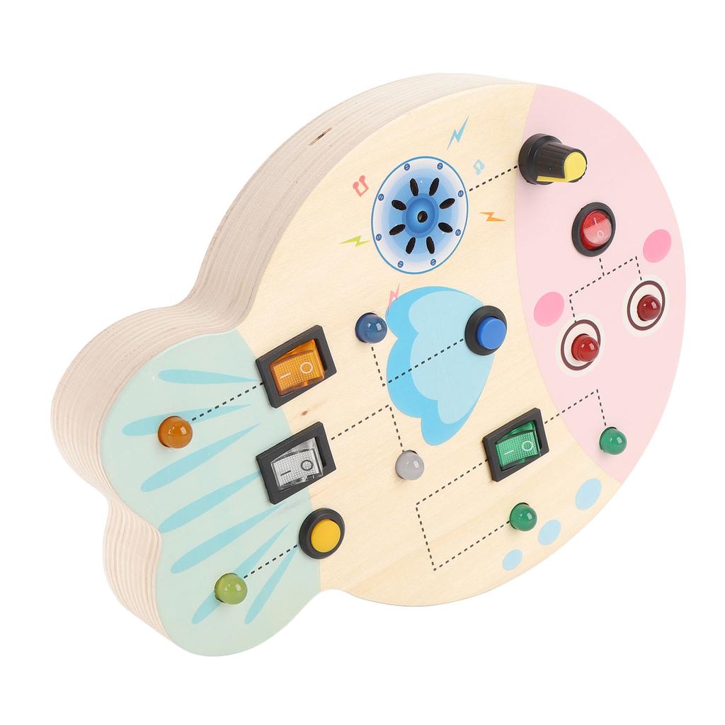 Wooden Sensory Board with Switch LED Lights Educational Early Learning Light Switch Board Game