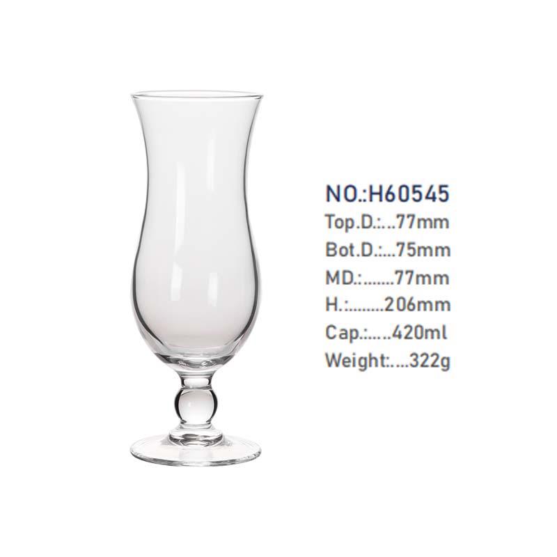 Tulpenförmiges Transparentes Getränkeglas – Hoher Stiel für Saft, Milchtee, Cocktails und Kaltgetränke.