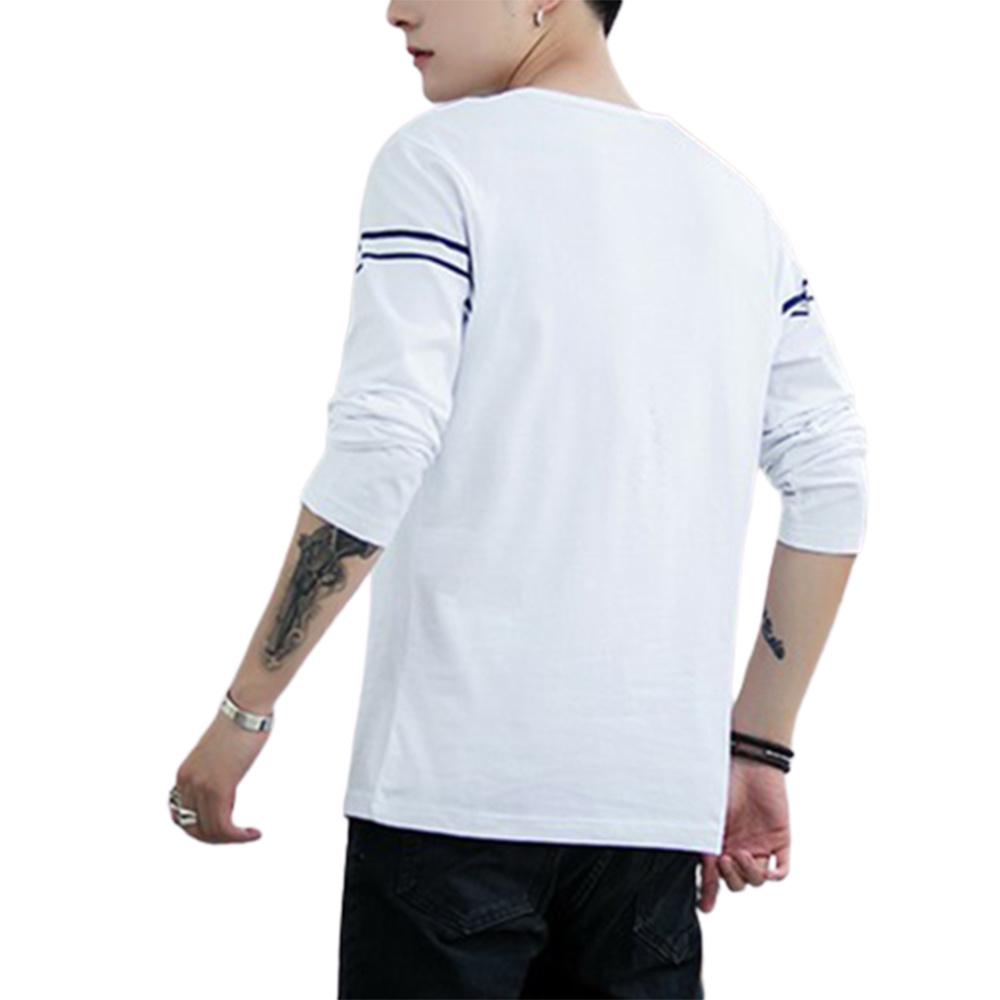 Camisetas de manga larga con cuello redondo y estampado a rayas para hombre Tops informales de otoño