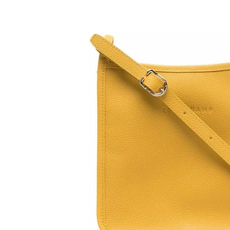 Longchamp Le Foulonné 20 Solid Color Zipper Adjustable Shoulder Strap Calfskin Crossbody Bag Small Women crossbody bag Yellow 10138021635