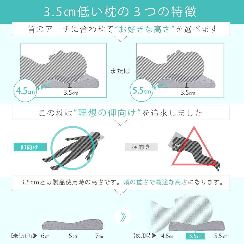 This 3.5cm Low Pillow Helps You Regain Your Posture While You Sleep. It's a Pillow and Guide Set Designed for People Who Work In Front of a Monitor