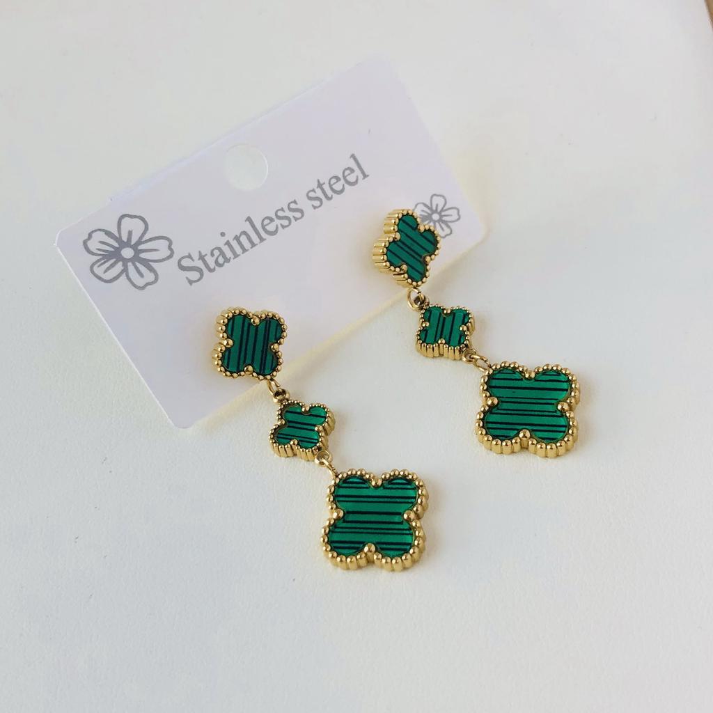 Mode Fyraklöver Tofsörhängen 3 Blomörhängen 18K Blomörhängen för Kvinnor