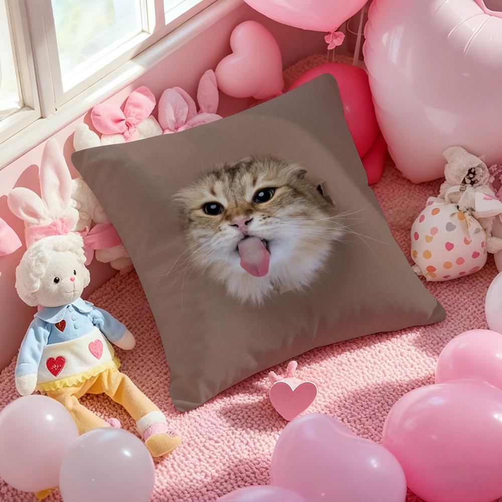 Cute Naughty Cute Cats Dogs Cushion Cover Pattern Printed Pillowcase for Living Room Sofa Cushion Cover & Bedroom Decor