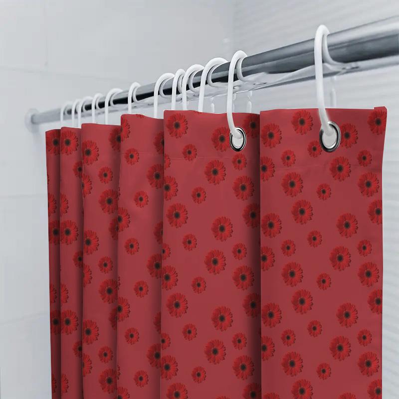 Floral Shower Curtain Red Roses Pattern Waterproof Bathroom Decor Vintage Farmhouse Rustic Home Textile Washable Liner