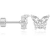 Cicy Bell Womens Flat Back Stud Earrings 18K Gold Plated Hypoallergenic | 316L G23 Surgical Titanium Steel, CZ Stud Jewelry, Tragus Helix Cartilage