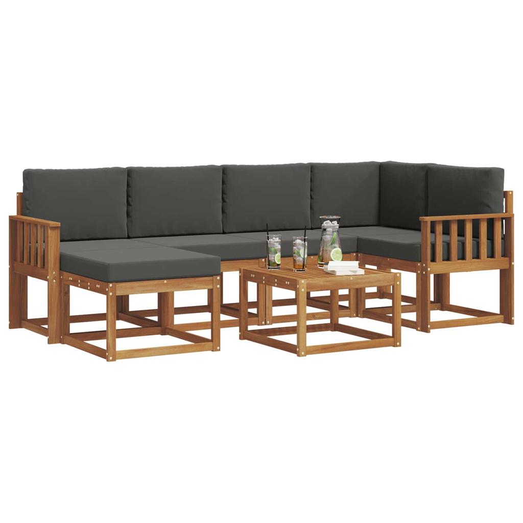 Outdoor Sofa Set with Cushions 7 pcs Natural and Anthracite
