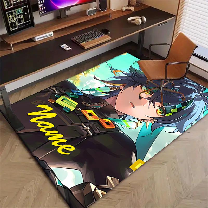 Custom Genshin Impact Mat Personalized Name, Polyester Washable Indoor Entryway Rug, Gift for Christmas, Easter, Thanksgiving Day