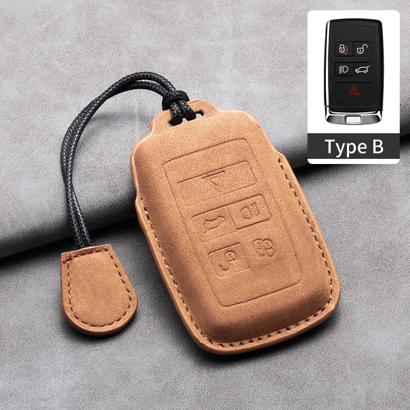 Leather Car Remote Key Case Cover for Land Rover Range Rover Sport Evoque Freelander Velar Discovery for Jaguar XE XJ XF Guitar